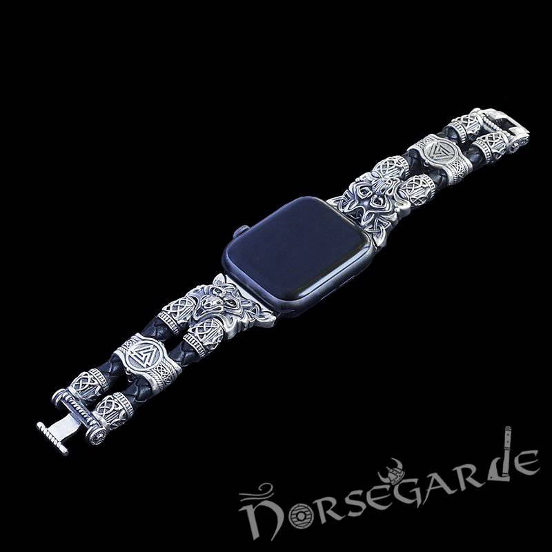 Handcrafted Viking Wolf Wristband for Apple Watch - Sterling Silver