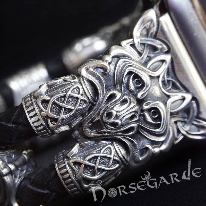 Handcrafted Viking Wolf Wristband for Apple Watch - Sterling Silver
