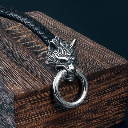 Odin's Wolves Leather Bracelet - Stainless Steel