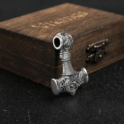 Ornamental Large Mjölnir Amulet - Sterling Silver