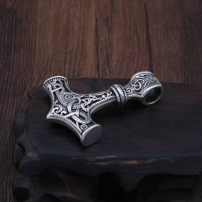 Ornamental Mjölnir Amulet - Sterling Silver