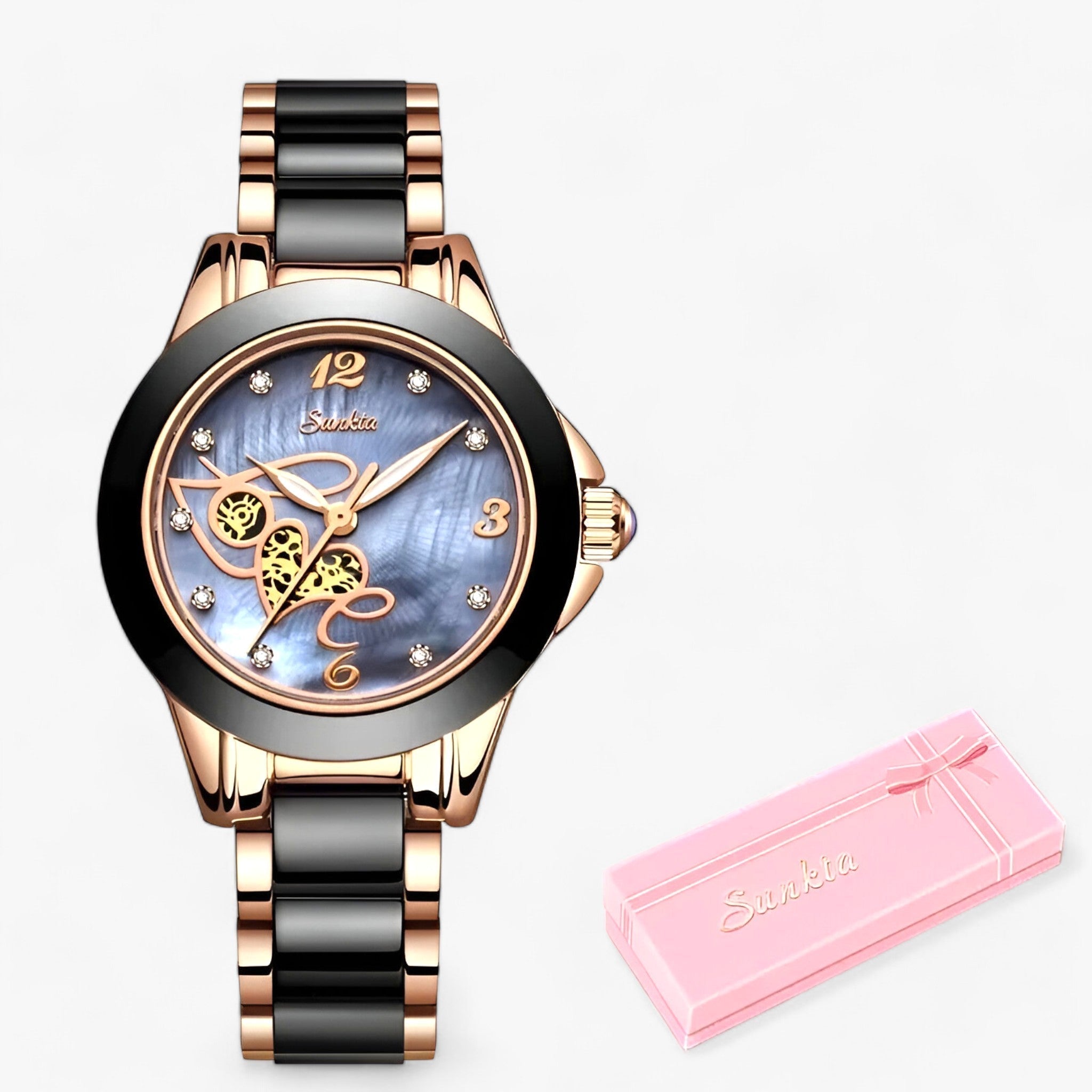 Blue heart in rose gold