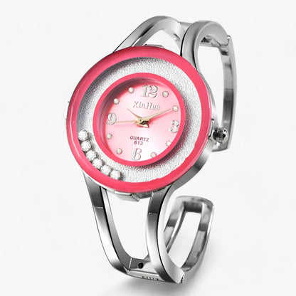 Bangle Crystal stainless steel round watch