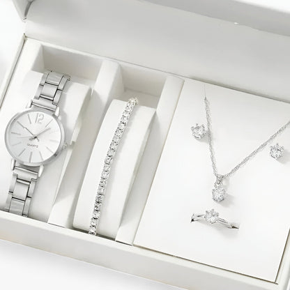 Modern round alloy clock - Bracelet included