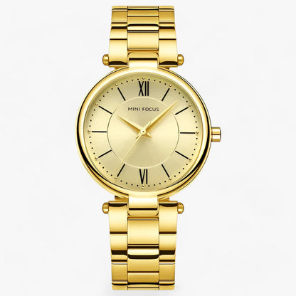 Elegant women's stainless steel quartz watch and minimalist dial
