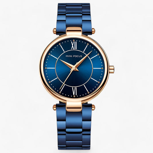 Elegant women's stainless steel quartz watch and minimalist dial