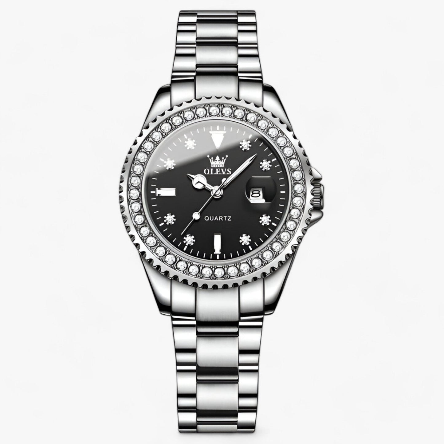 Diamond dial quartz watch and waterproof stainless steel ladies watch
