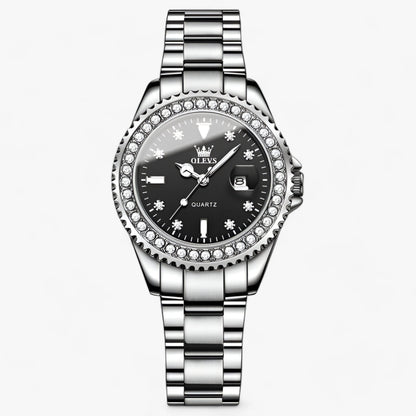 Diamond dial quartz watch and waterproof stainless steel ladies watch