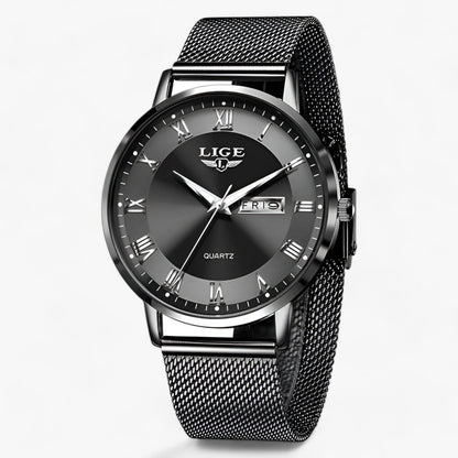 Elegant round steel mesh watch