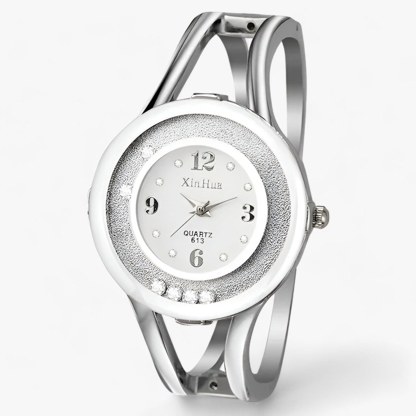 Bangle Crystal stainless steel round watch
