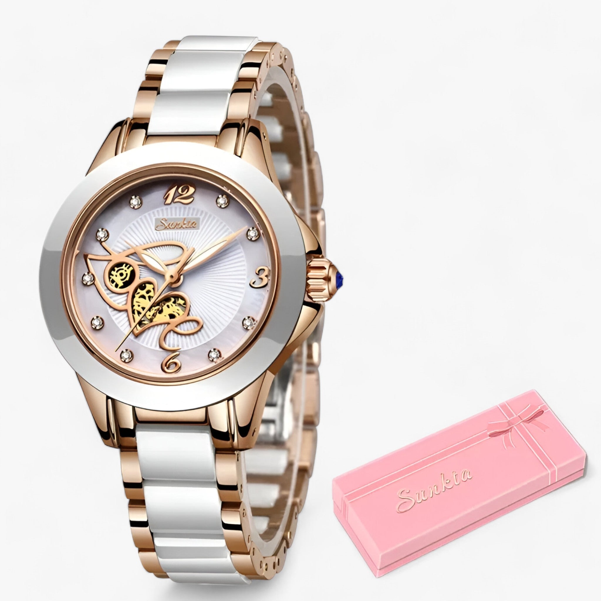 White heart in rose gold