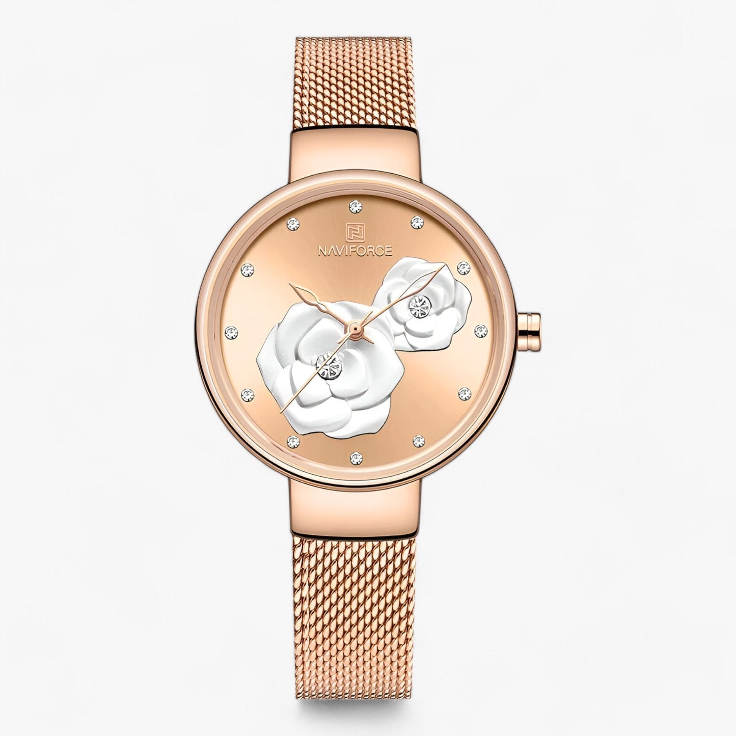 Verité | Steel and glass watch with floral print