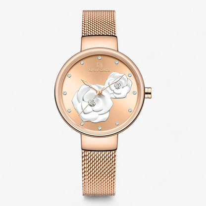 Verité | Steel and glass watch with floral print