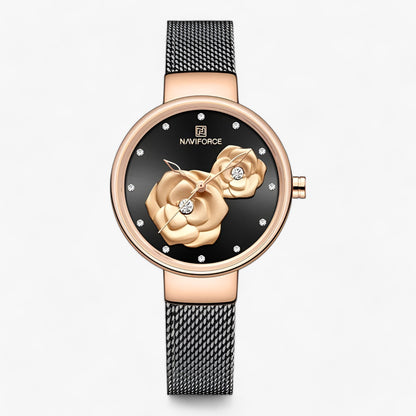 Verité | Steel and glass watch with floral print