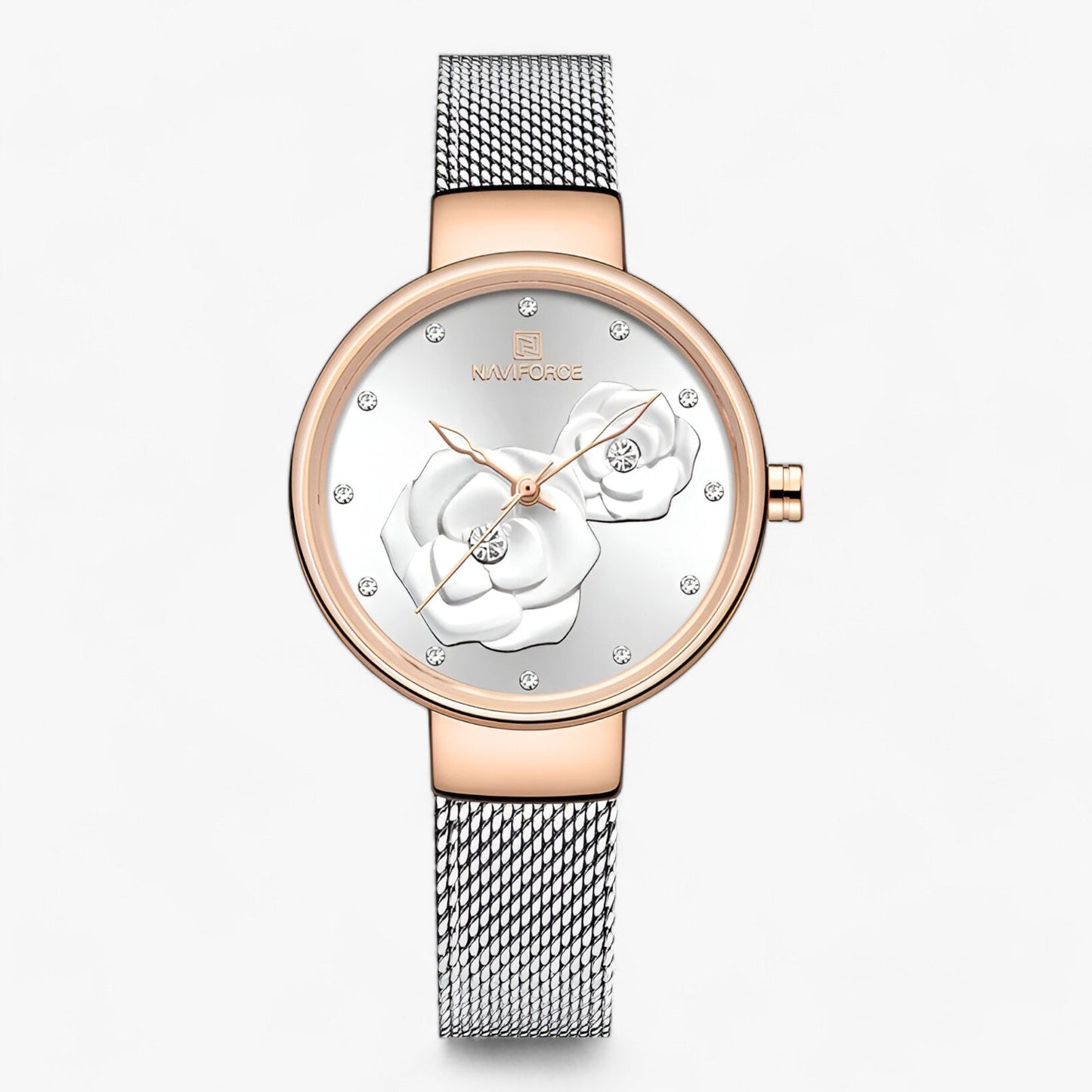 Verité | Steel and glass watch with floral print