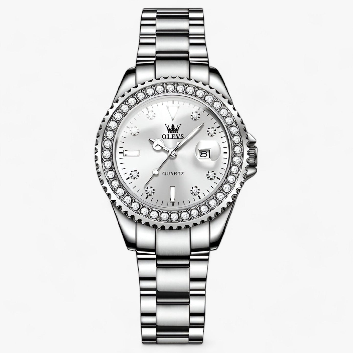 Diamond dial quartz watch and waterproof stainless steel ladies watch