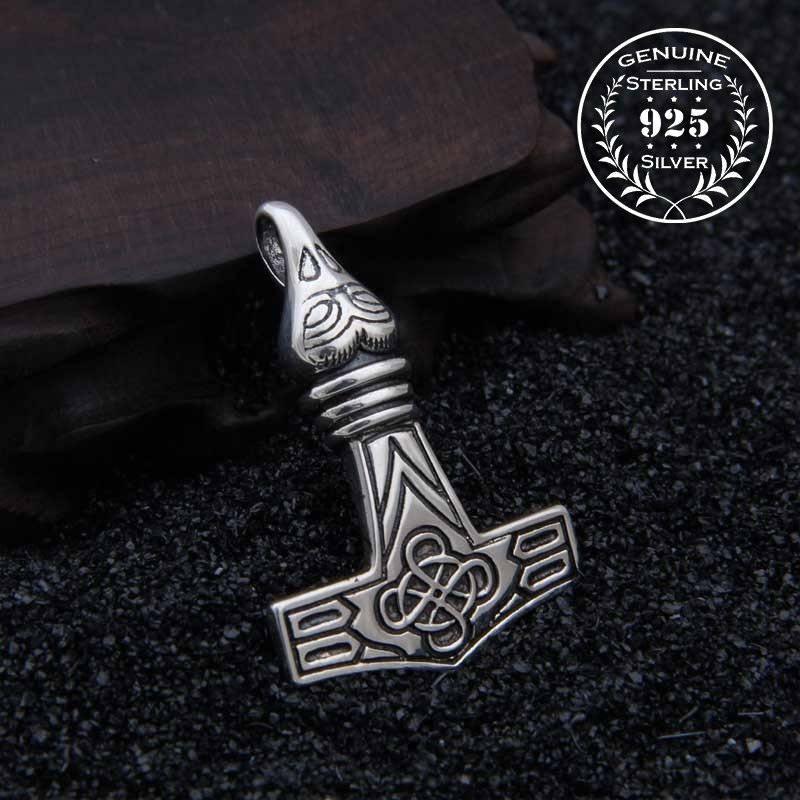 Raven Head Thor's Hammer - Sterling Silver