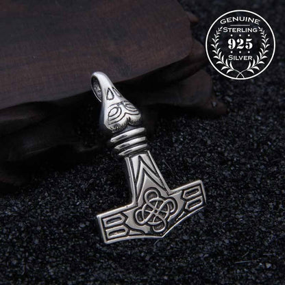 Raven Head Thor's Hammer - Sterling Silver