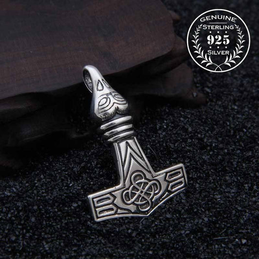 Raven Head Thor's Hammer - Sterling Silver