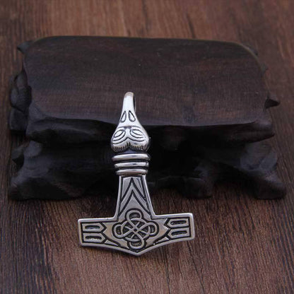 Raven Head Thor's Hammer - Sterling Silver