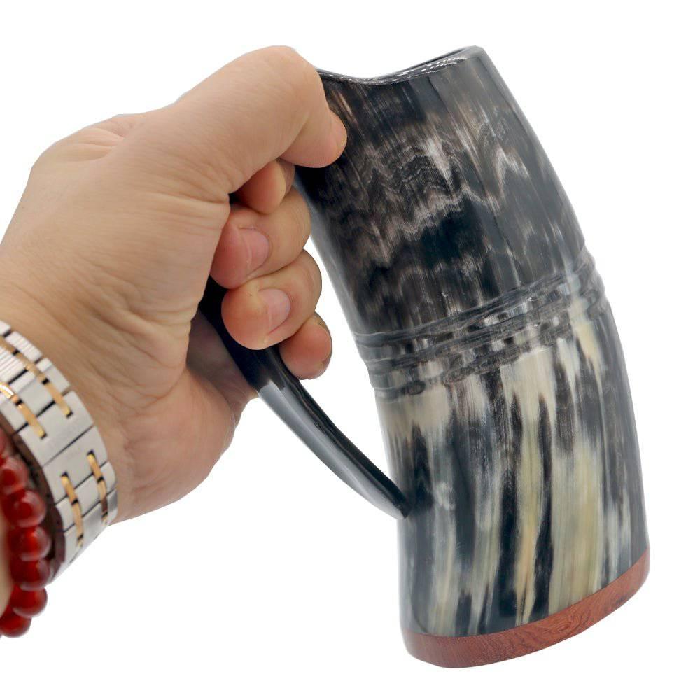 Redwood Base Drinking Horn Mug with Stripes