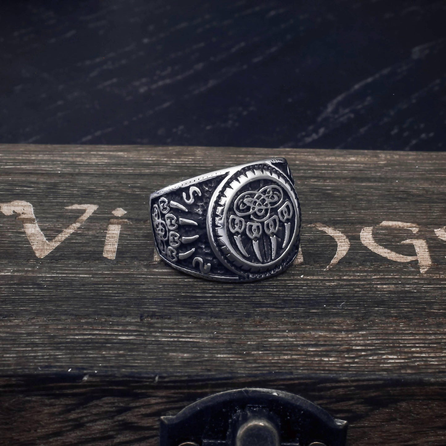 Sign of Veles Signet Ring - Stainless Steel