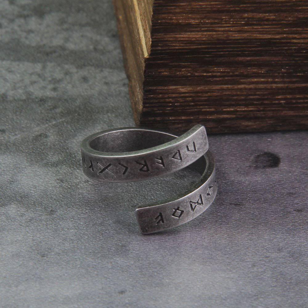 Simple Runic Band Ring - Stainless Steel