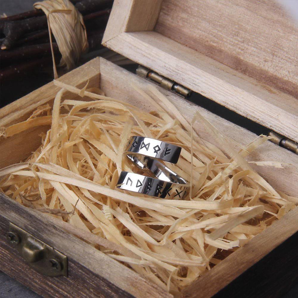 Simple Runic Band Ring - Stainless Steel
