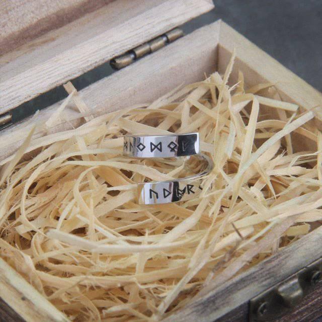 Simple Runic Band Ring - Stainless Steel