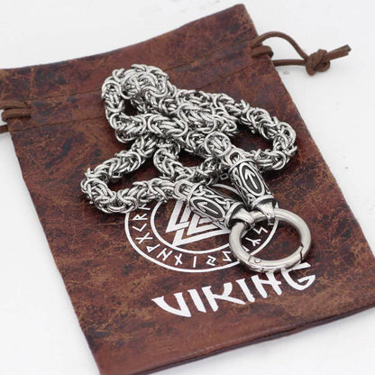 Tyr's Runed King's Chain with Mjölnir - Stainless Steel