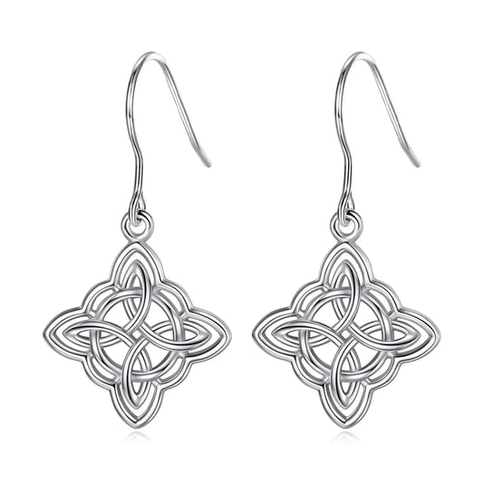 Celtic Double Knot Drop Earrings - Sterling Silver