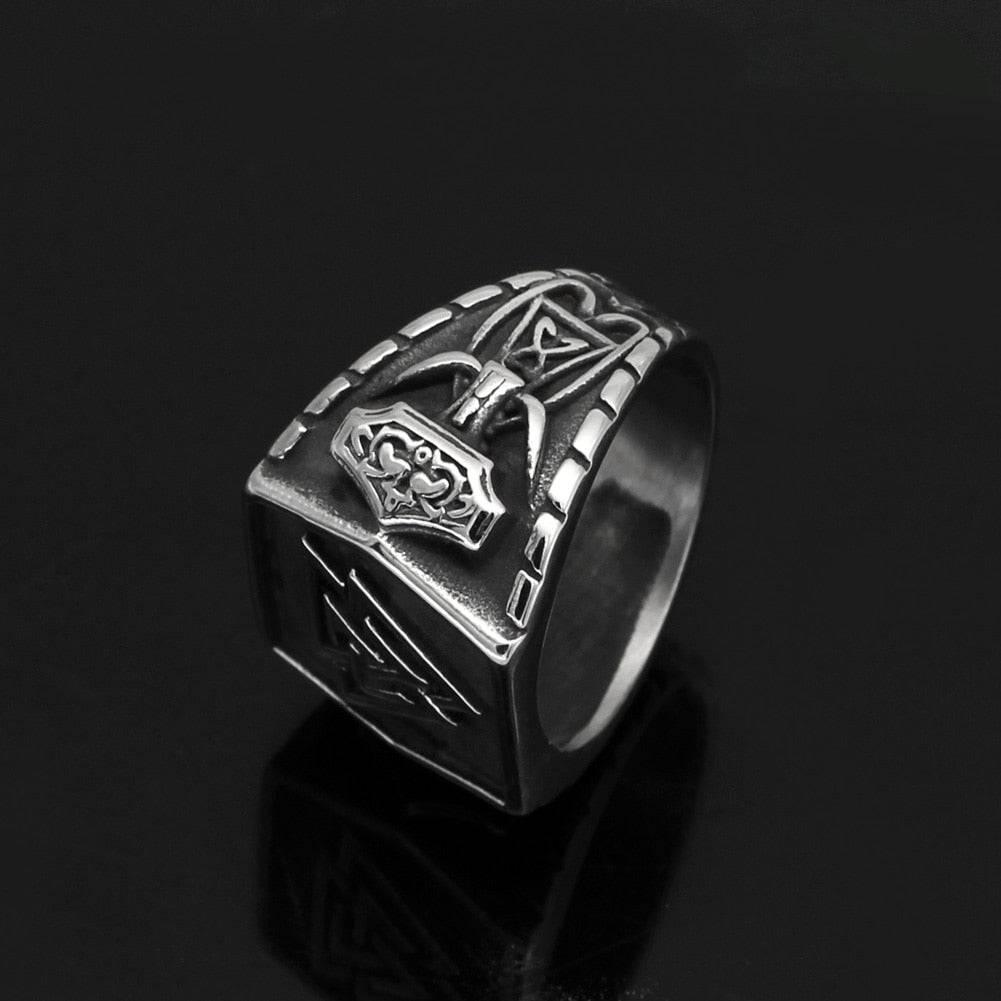 Valknut Rune Nordic Signet Ring - Stainless Steel
