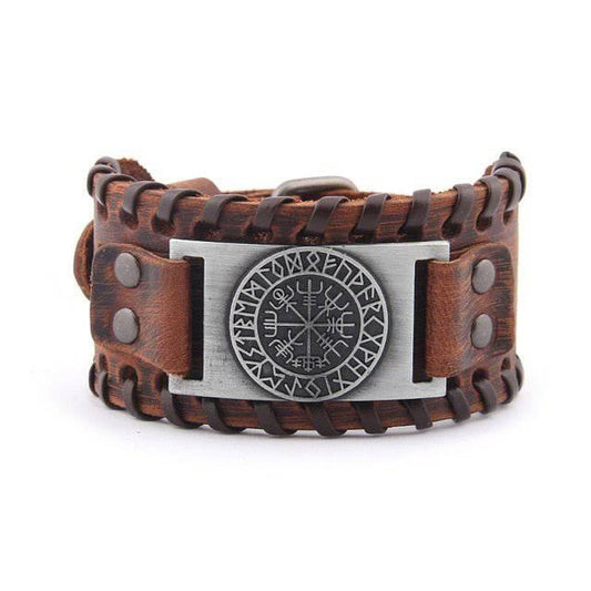 Vegvisir Rune Leather Wrap Bracelet