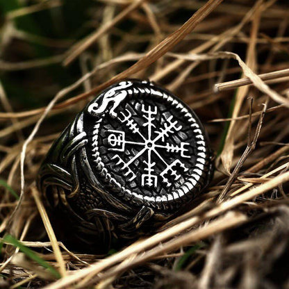 Vegvisir Serpent Ouroboros Ring - Stainless Steel