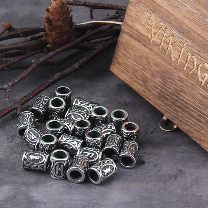 Viking Charm Beads for Hair or Beard - Stainless Steel (24pcs)