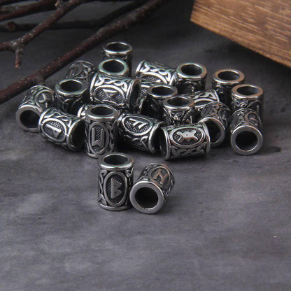 Viking Charm Beads for Hair or Beard - Stainless Steel (24pcs)