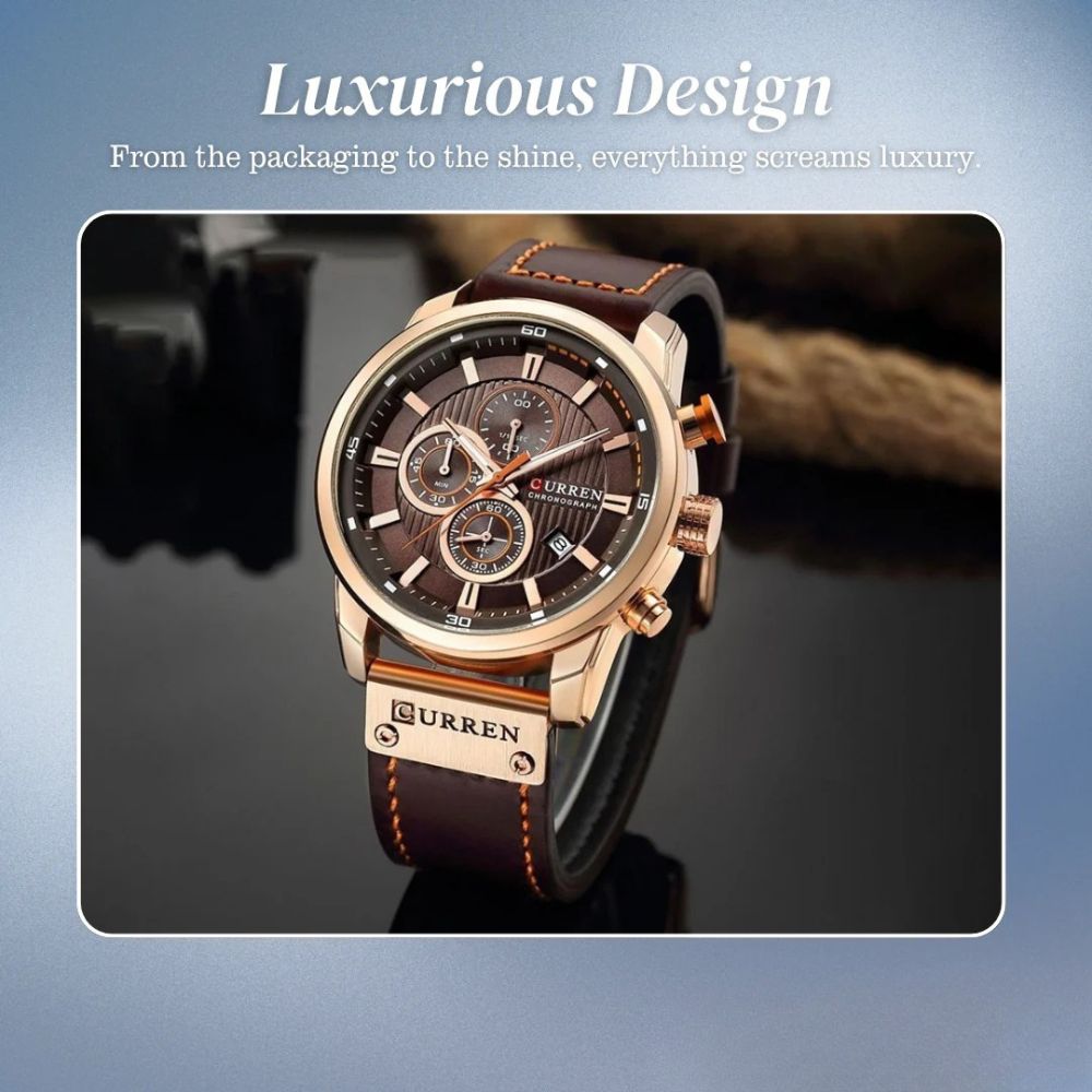 Jacob | Stylish Men’s Chronograph Watch with Brown Leather Strap | 47mm