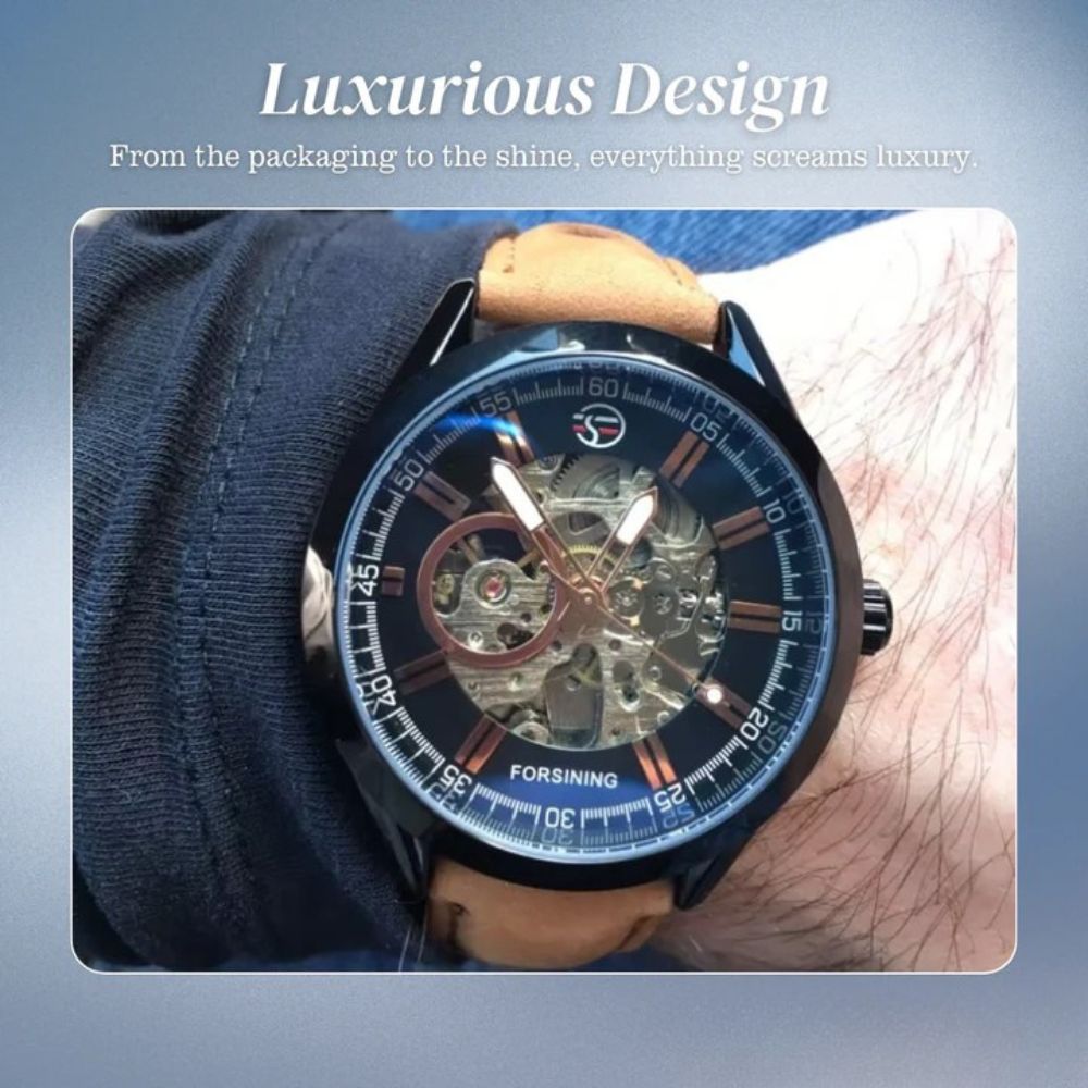 Felipe | Bold Men’s Skeleton Leather Watch
