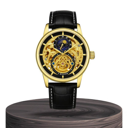 Blake | Mechanical Skeleton Watch with Moon Phase Display | 44mm