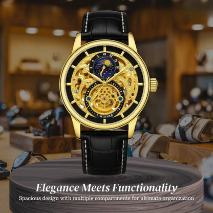 Blake | Mechanical Skeleton Watch with Moon Phase Display | 44mm