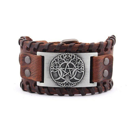 Wiccan Yggdrasil Leather Wrap Bracelet